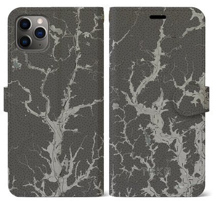 【多可（兵庫県）】地図柄iPhoneケース（手帳タイプ）モノトーン・iPhone 11 Pro Max 用