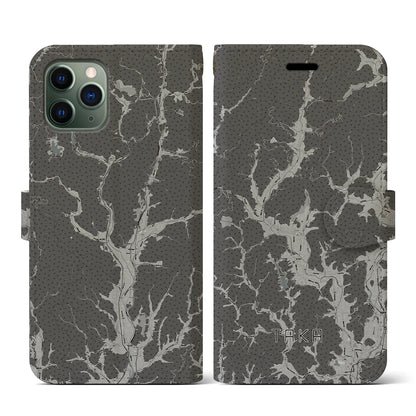 【多可（兵庫県）】地図柄iPhoneケース（手帳タイプ）モノトーン・iPhone 11 Pro 用