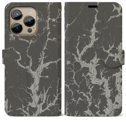 【多可（兵庫県）】地図柄iPhoneケース（手帳タイプ）モノトーン・iPhone 14 Pro Max 用