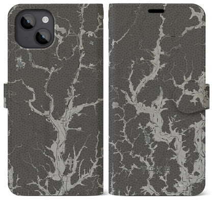 【多可（兵庫県）】地図柄iPhoneケース（手帳タイプ）モノトーン・iPhone 14 Plus 用