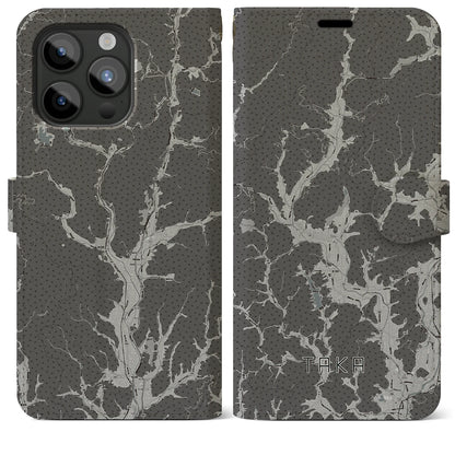 【多可（兵庫県）】地図柄iPhoneケース（手帳タイプ）モノトーン・iPhone 15 Pro Max 用