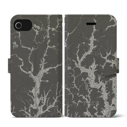 【多可（兵庫県）】地図柄iPhoneケース（手帳タイプ）モノトーン・iPhone SE（第3 / 第2世代） / 8 / 7 / 6s / 6 用