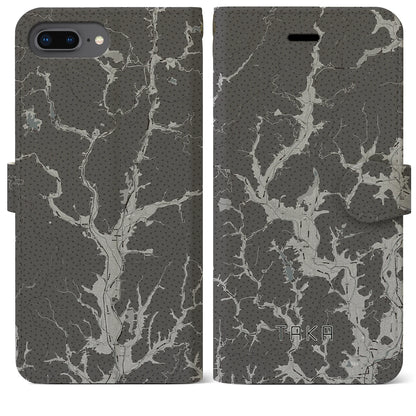 【多可（兵庫県）】地図柄iPhoneケース（手帳タイプ）モノトーン・iPhone 8Plus /7Plus / 6sPlus / 6Plus 用