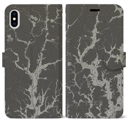 【多可（兵庫県）】地図柄iPhoneケース（手帳タイプ）モノトーン・iPhone XS Max 用