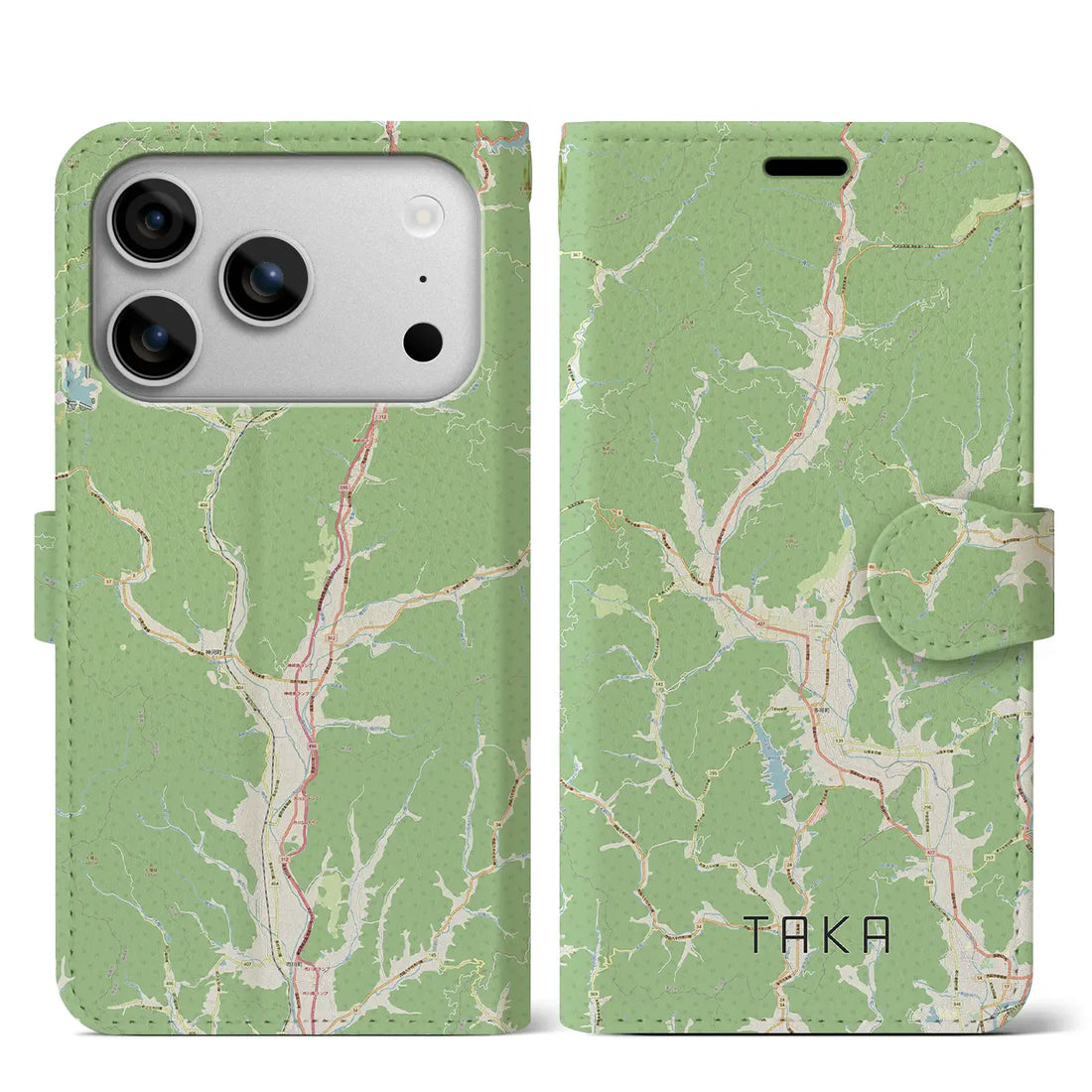 【多可(兵庫県)】地図柄iPhoneケース(手帳タイプ)モノトーン・iPhone 17 Pro Max 用