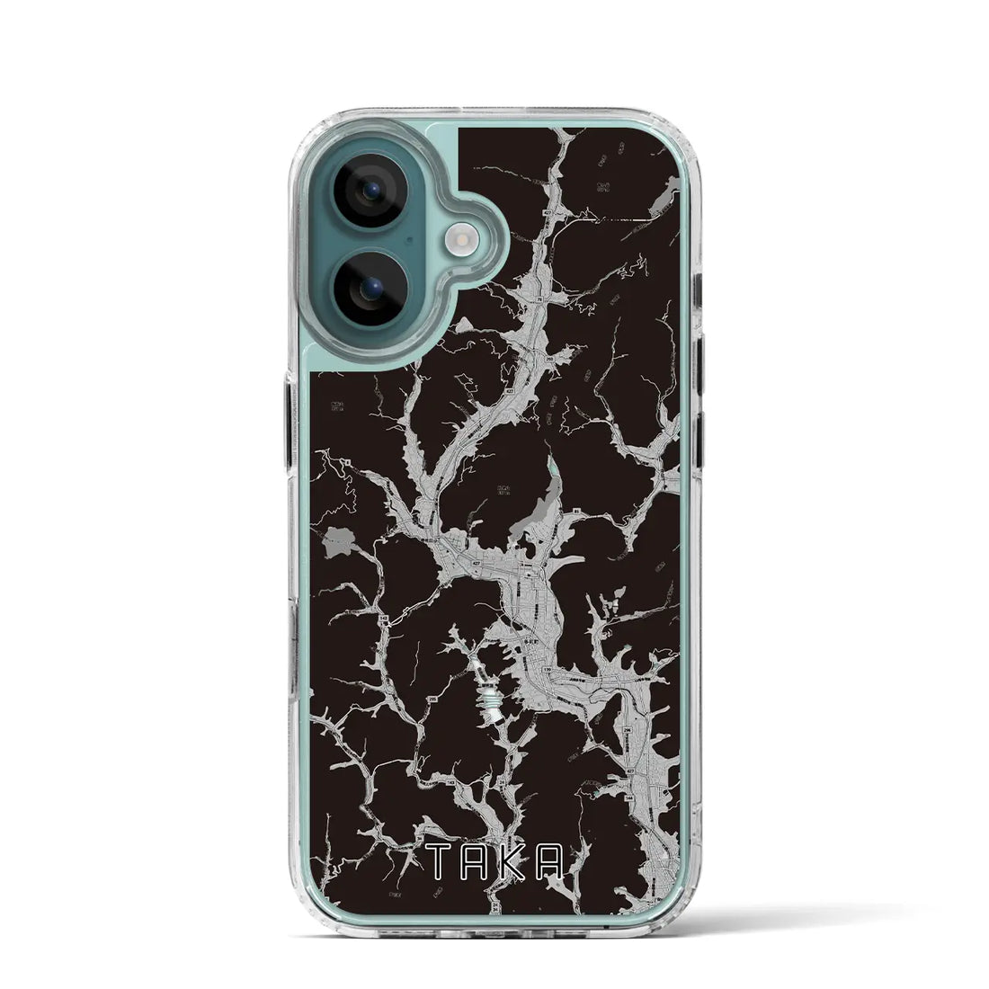 【多可(兵庫県)】地図柄iPhoneケース(MagSafeタイプ)モノトーン・iPhone 16 Pro 用