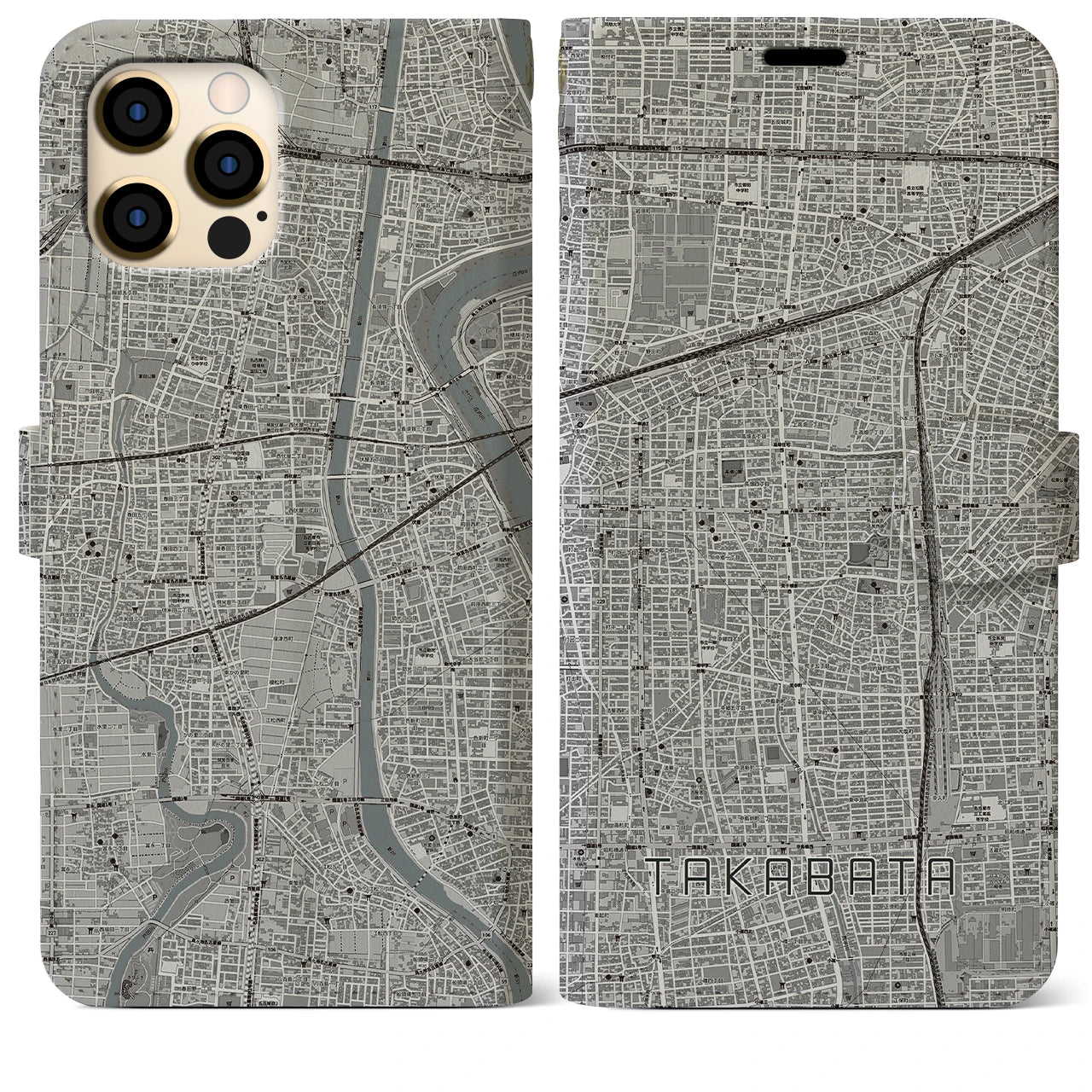 【高畑（愛知県）】地図柄iPhoneケース（手帳タイプ）