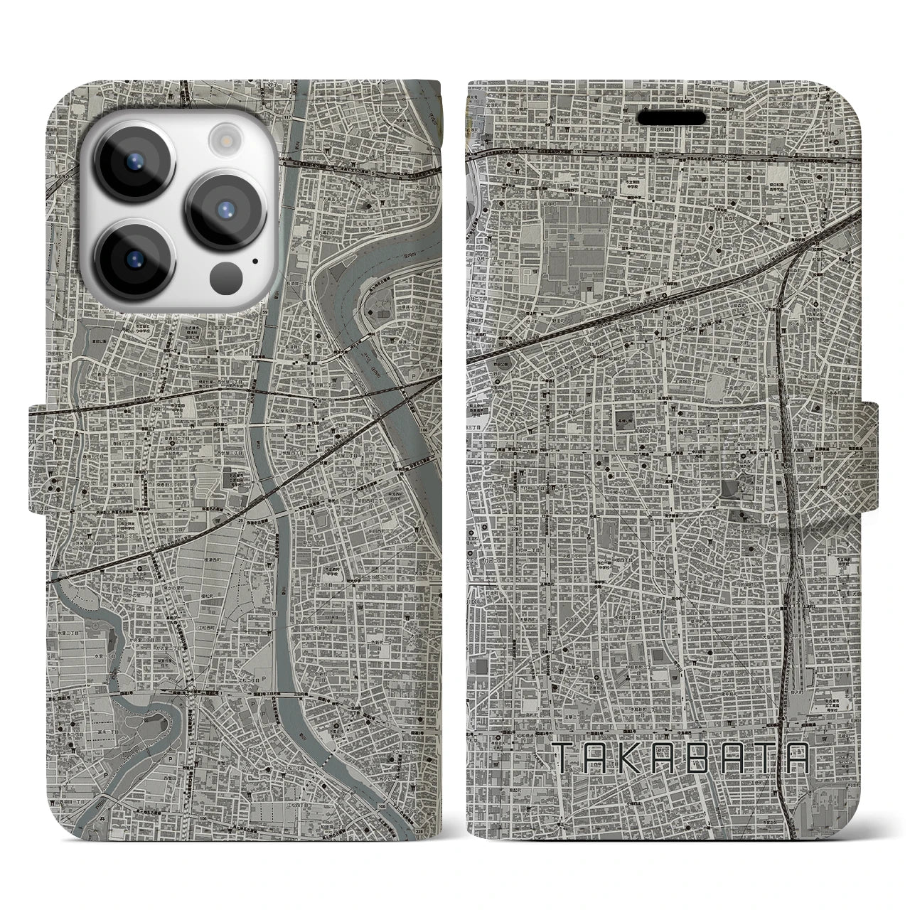 【高畑（愛知県）】地図柄iPhoneケース（手帳タイプ）