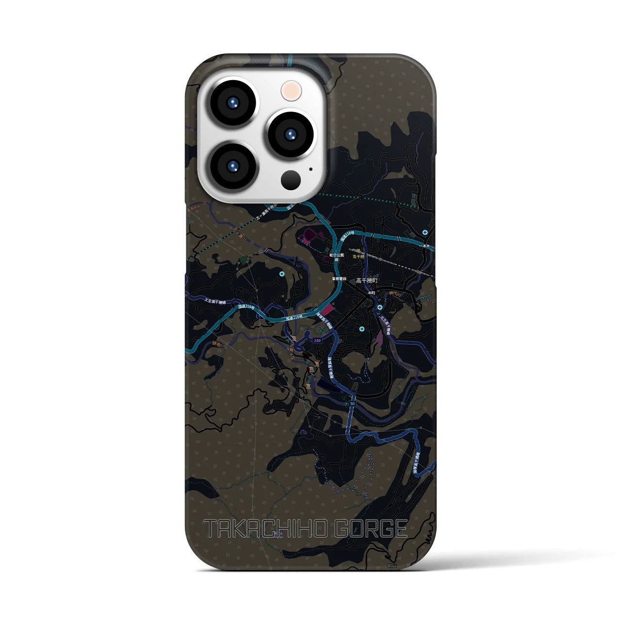 【高千穂峡（宮崎県）】地図柄iPhoneケース（バックカバータイプ）