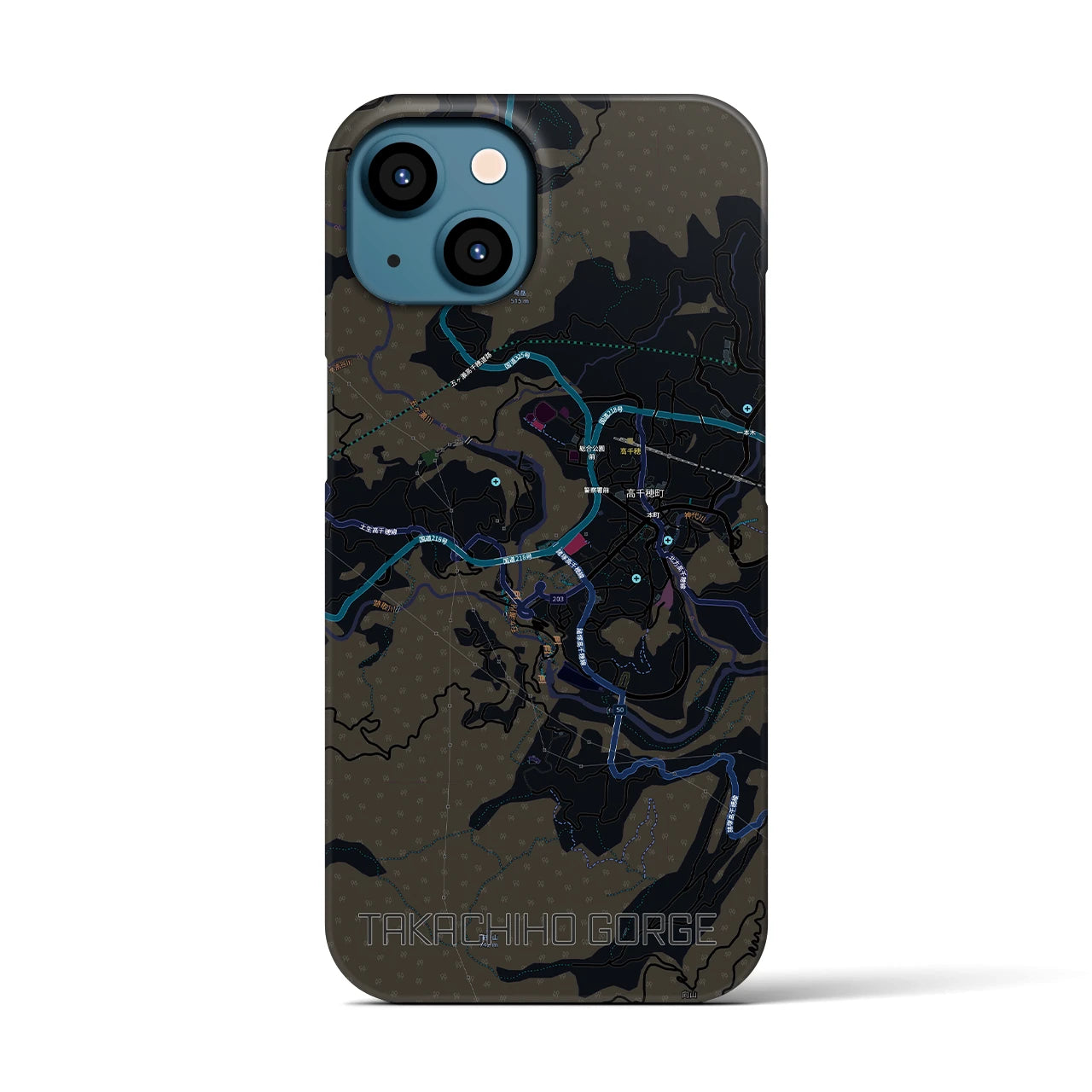 【高千穂峡（宮崎県）】地図柄iPhoneケース（バックカバータイプ）