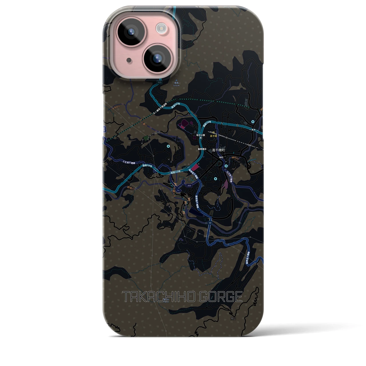 【高千穂峡（宮崎県）】地図柄iPhoneケース（バックカバータイプ）