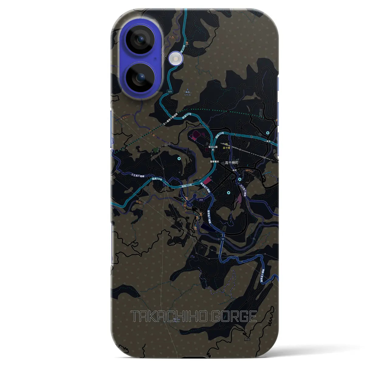 【高千穂峡（宮崎県）】地図柄iPhoneケース（バックカバータイプ）