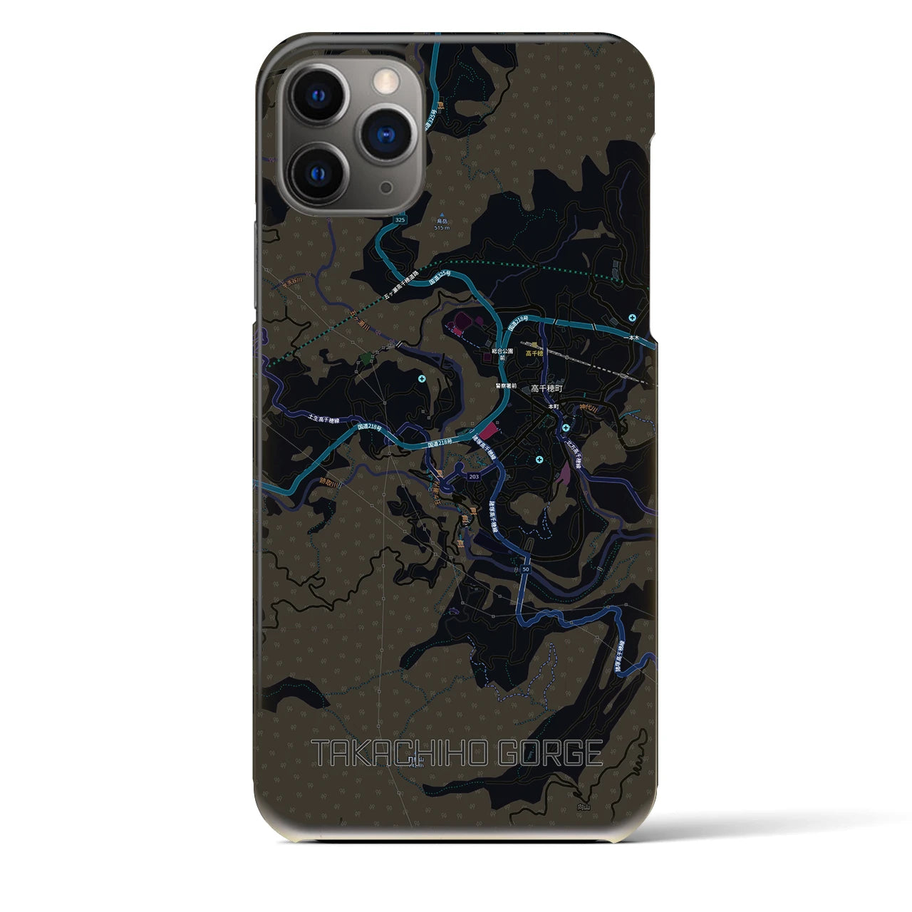 【高千穂峡（宮崎県）】地図柄iPhoneケース（バックカバータイプ）