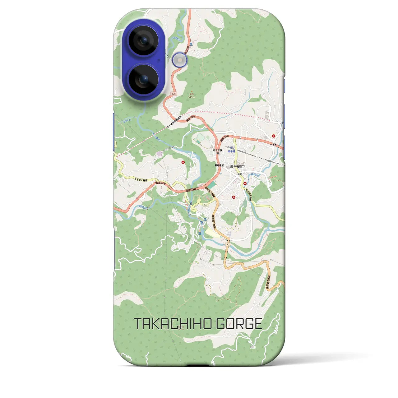 【高千穂峡（宮崎県）】地図柄iPhoneケース（バックカバータイプ）