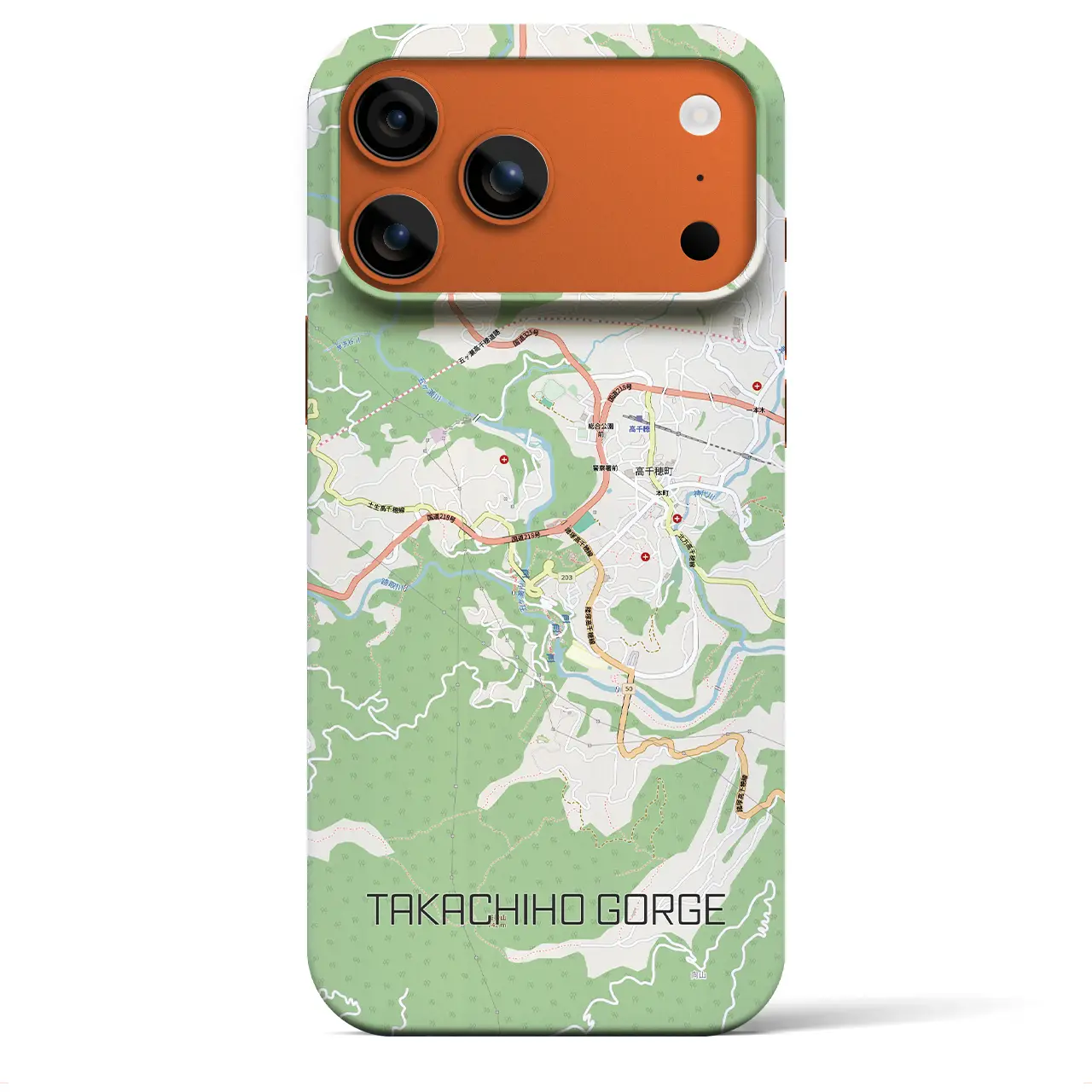 【高千穂峡（宮崎県）】地図柄iPhoneケース（バックカバータイプ）ブラック・iPhone 17 Pro Max 用