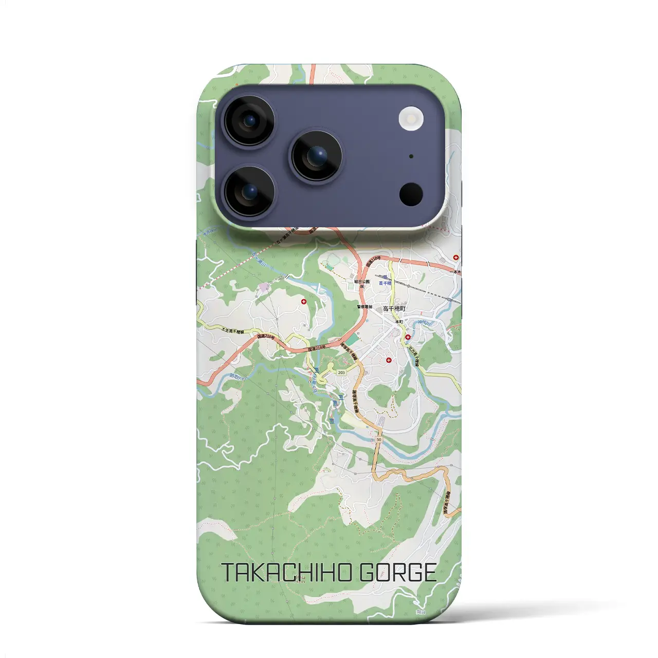 【高千穂峡（宮崎県）】地図柄iPhoneケース（バックカバータイプ）