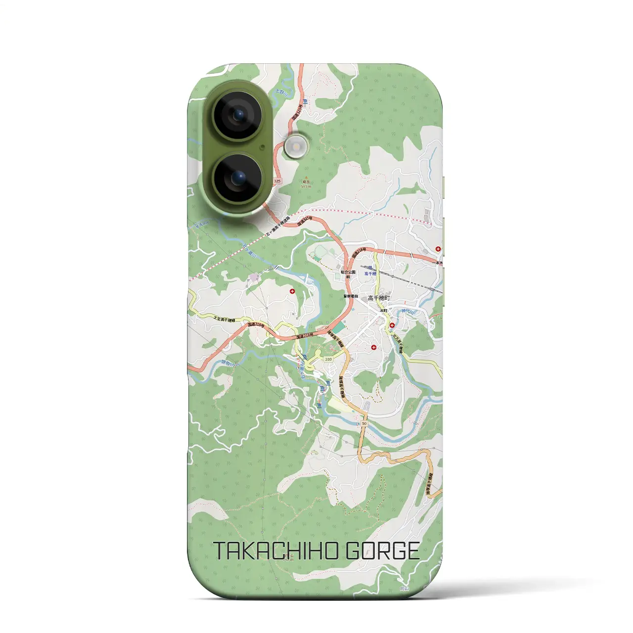 【高千穂峡（宮崎県）】地図柄iPhoneケース（バックカバータイプ）