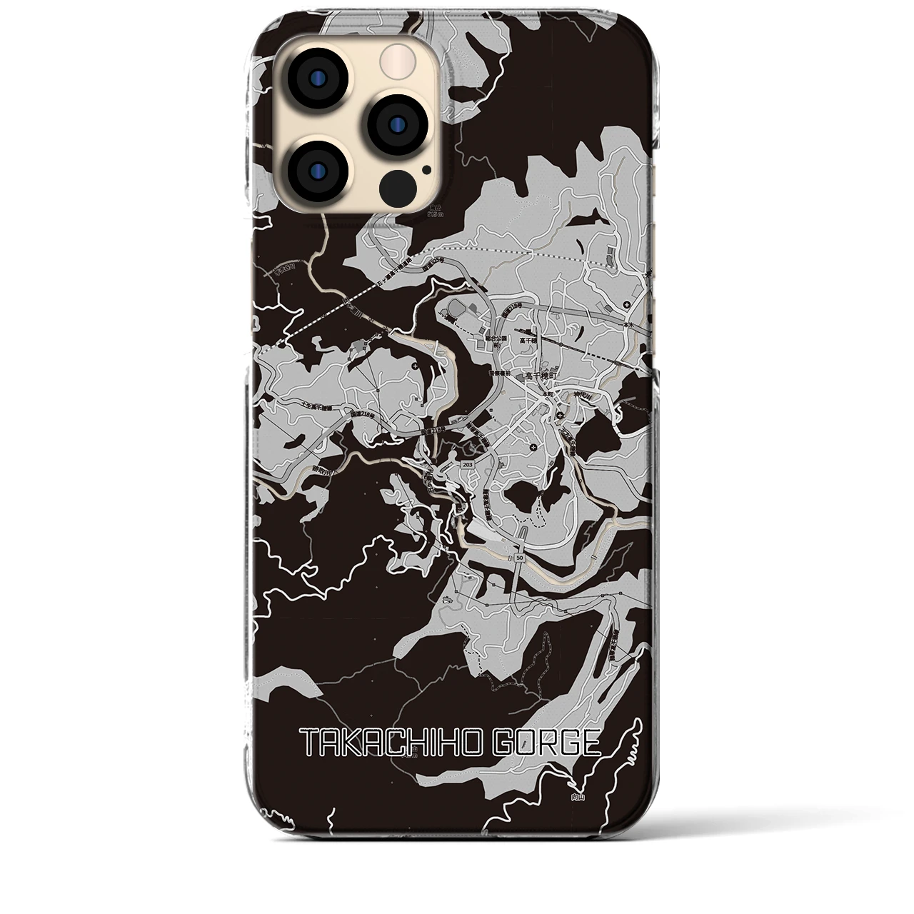 【高千穂峡（宮崎県）】地図柄iPhoneケース（クリアタイプ）