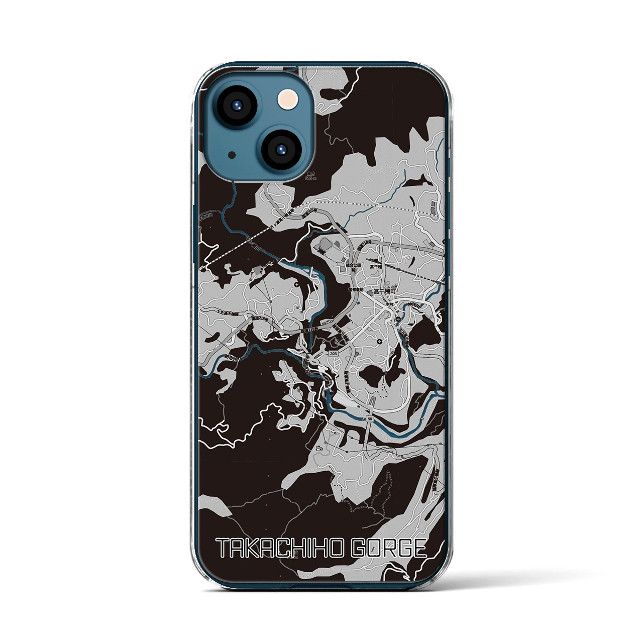 【高千穂峡（宮崎県）】地図柄iPhoneケース（クリアタイプ）