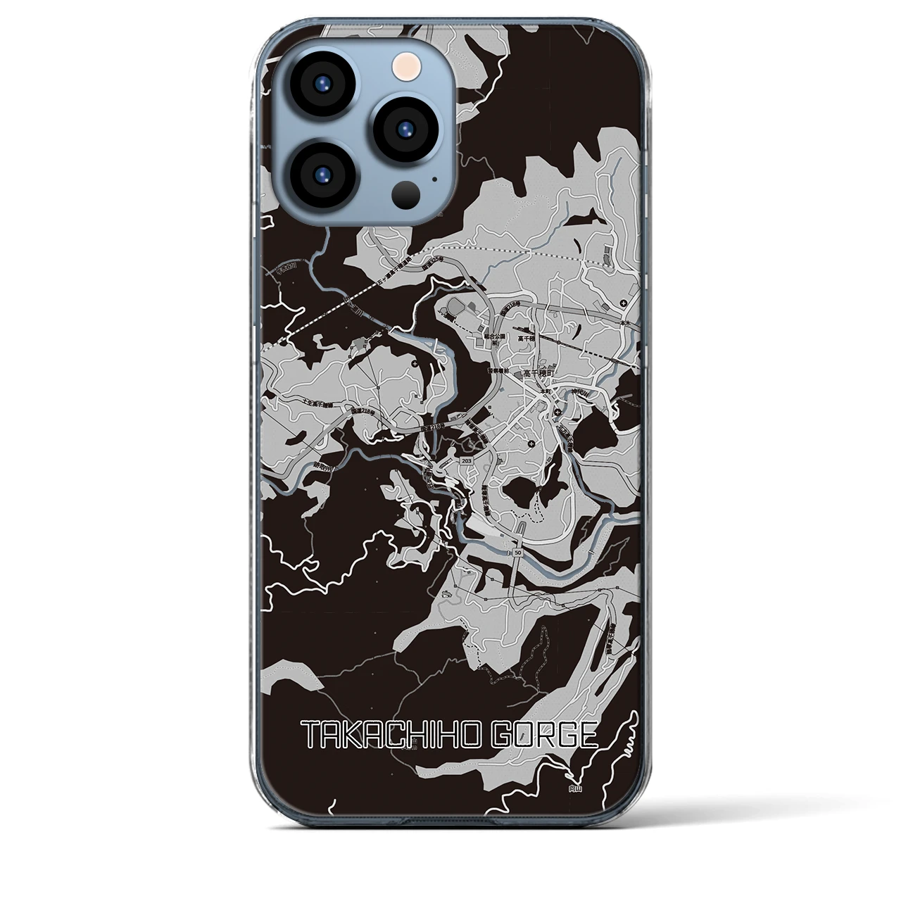 【高千穂峡（宮崎県）】地図柄iPhoneケース（クリアタイプ）