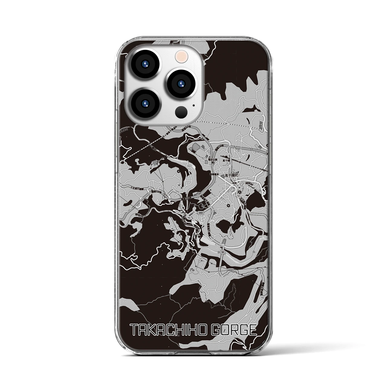 【高千穂峡（宮崎県）】地図柄iPhoneケース（クリアタイプ）