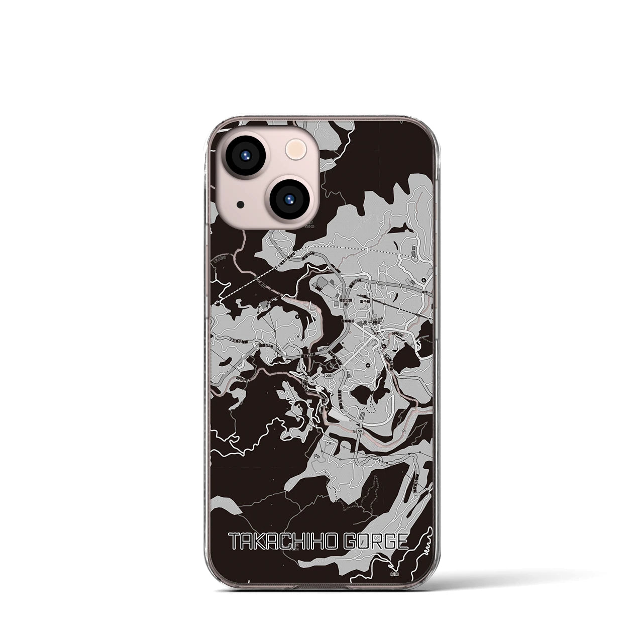 【高千穂峡（宮崎県）】地図柄iPhoneケース（クリアタイプ）