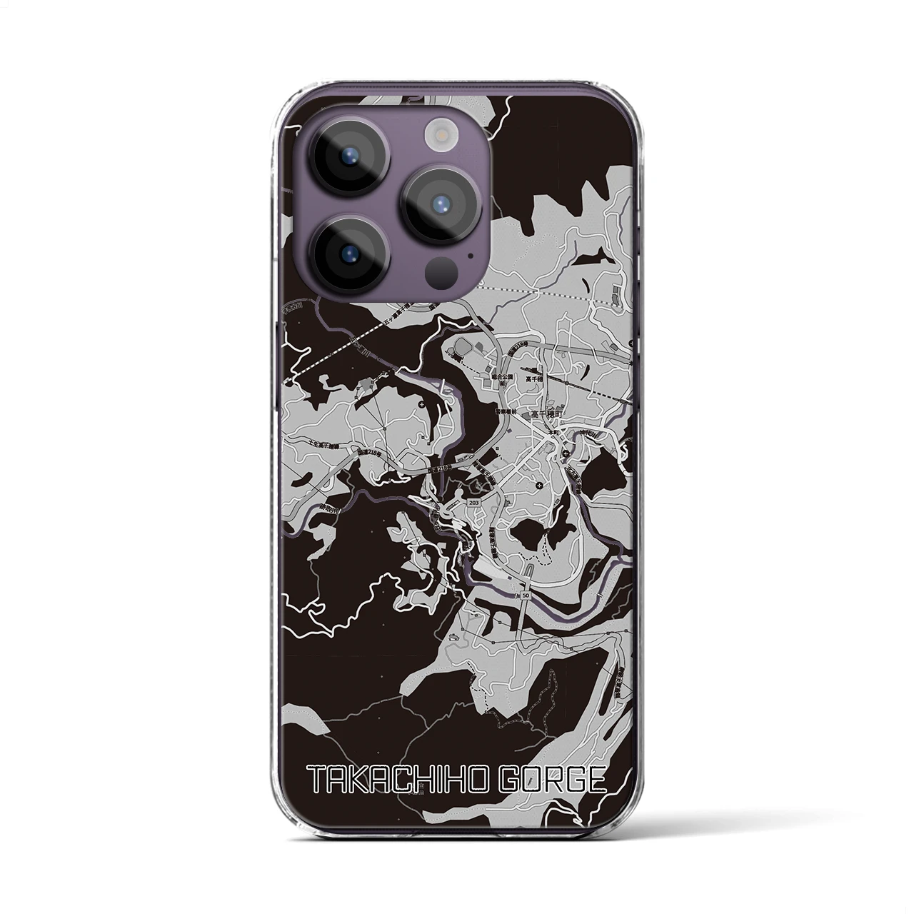 【高千穂峡（宮崎県）】地図柄iPhoneケース（クリアタイプ）