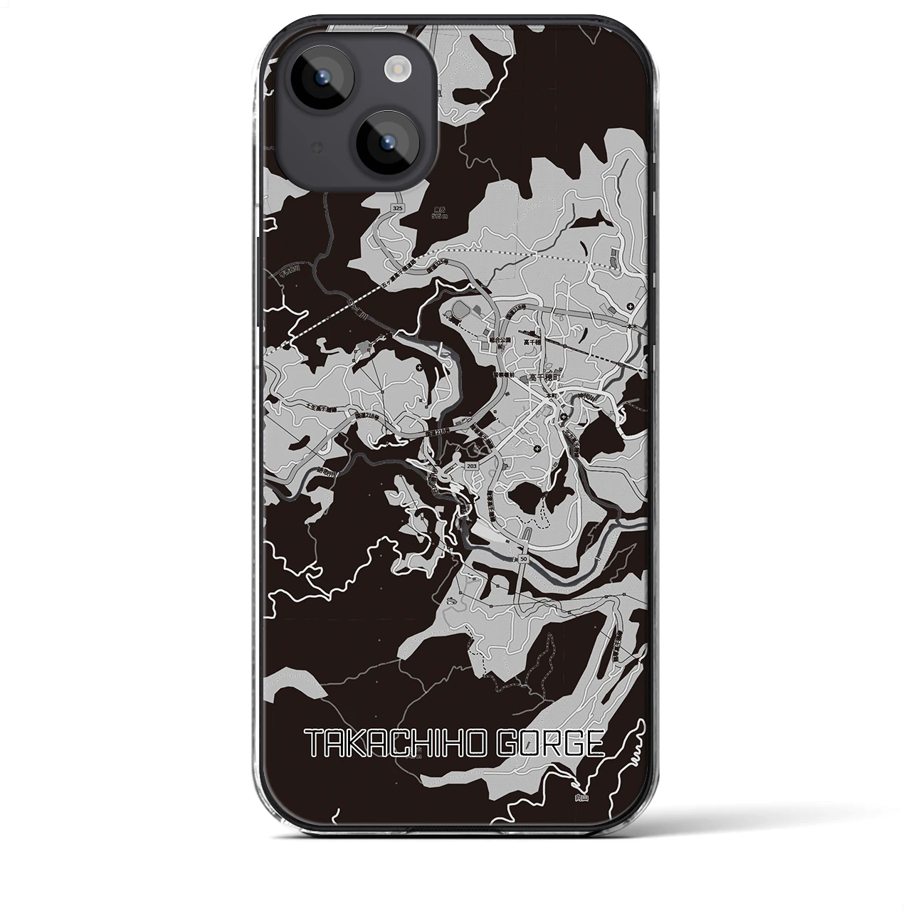 【高千穂峡（宮崎県）】地図柄iPhoneケース（クリアタイプ）