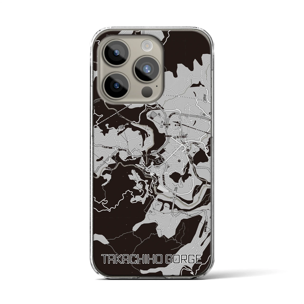 【高千穂峡（宮崎県）】地図柄iPhoneケース（クリアタイプ）