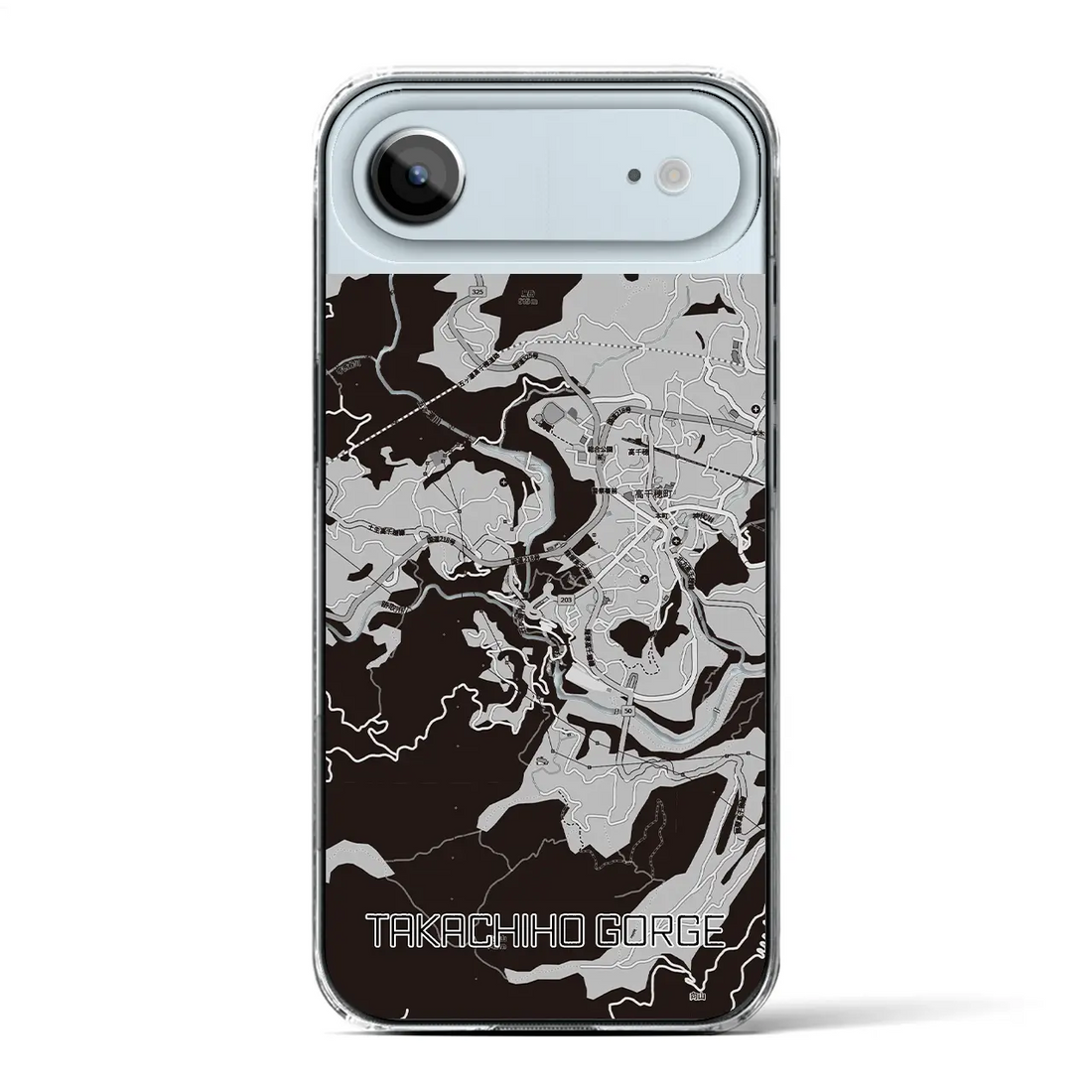 【高千穂峡(宮崎県)】地図柄iPhoneケース(クリアタイプ)モノトーン・iPhone 17 Pro Max 用