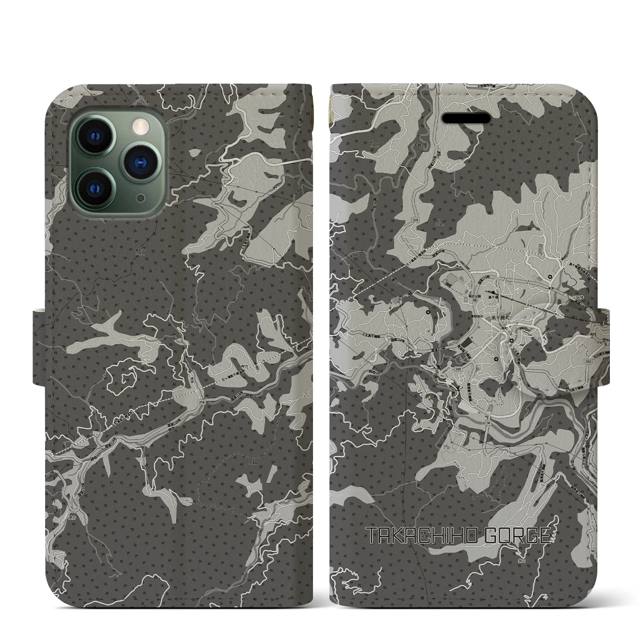 【高千穂峡（宮崎県）】地図柄iPhoneケース（手帳タイプ）