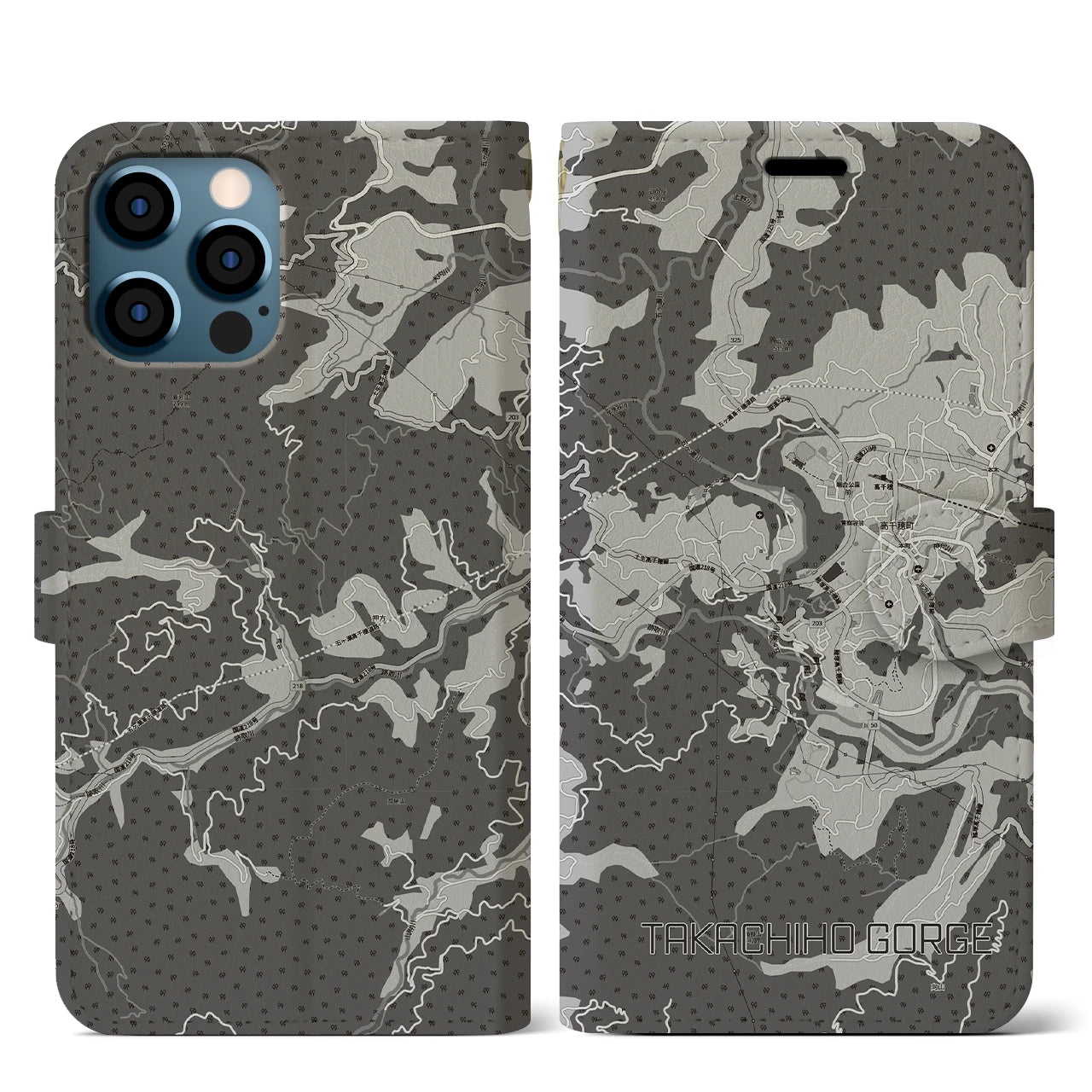 【高千穂峡（宮崎県）】地図柄iPhoneケース（手帳タイプ）