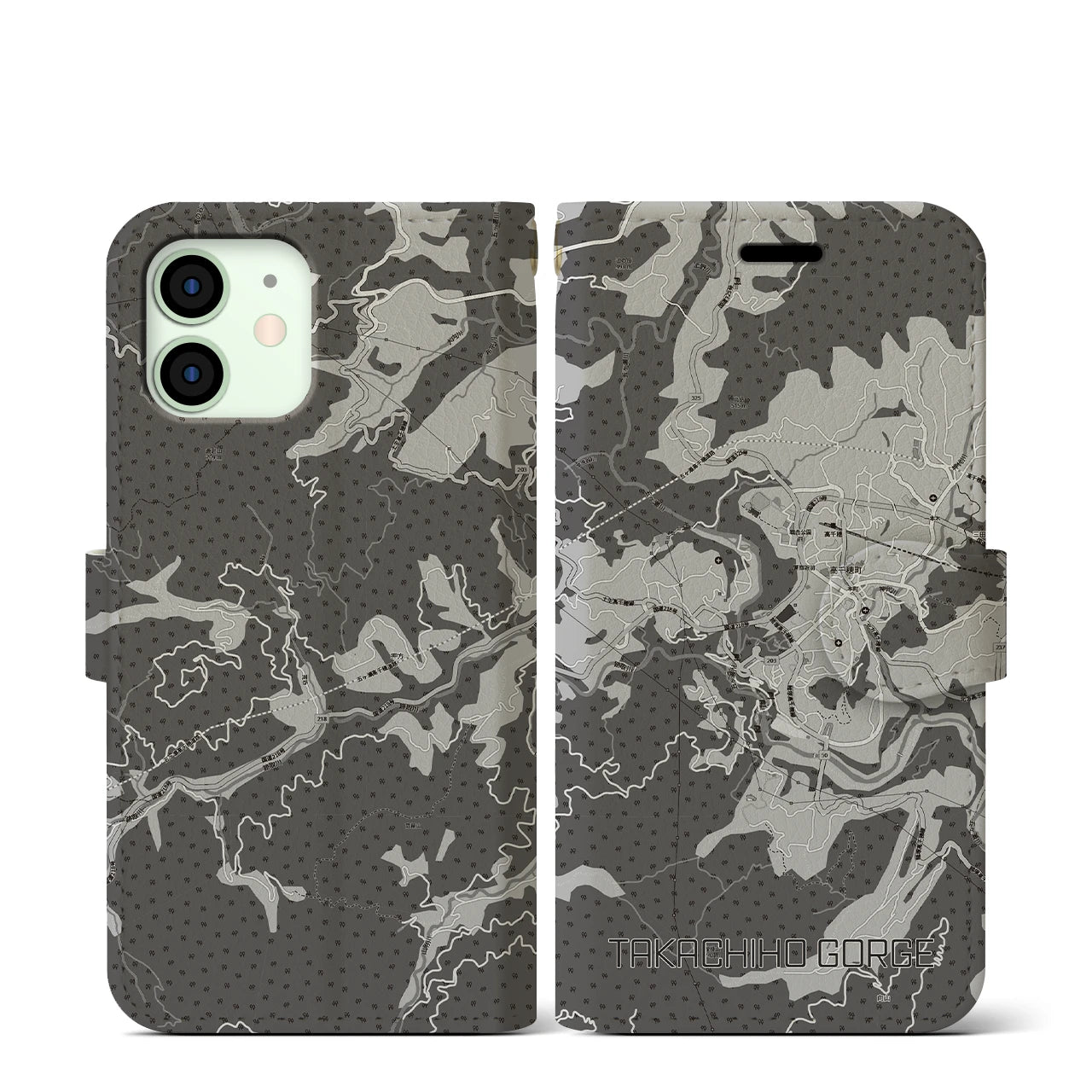 【高千穂峡（宮崎県）】地図柄iPhoneケース（手帳タイプ）