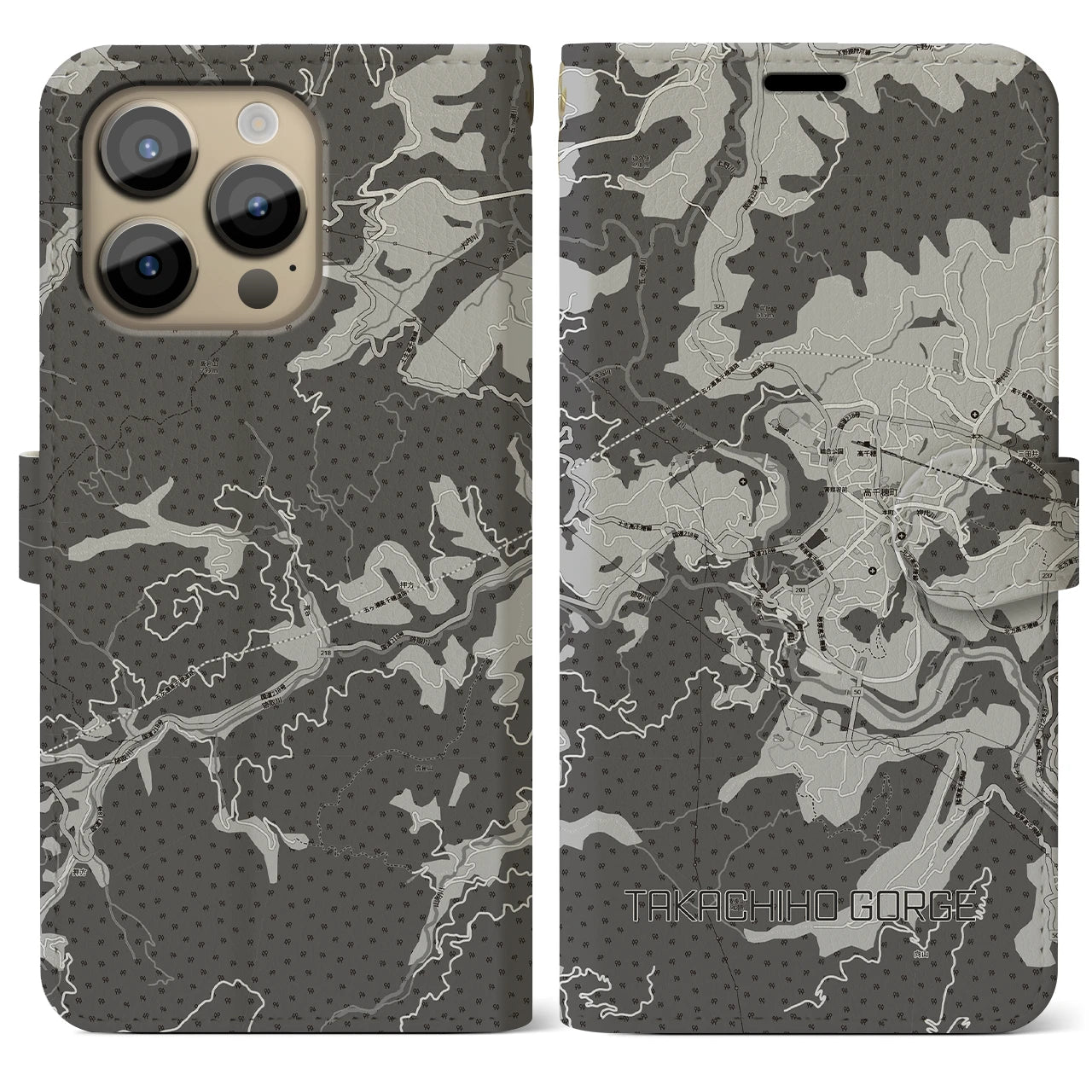 【高千穂峡（宮崎県）】地図柄iPhoneケース（手帳タイプ）