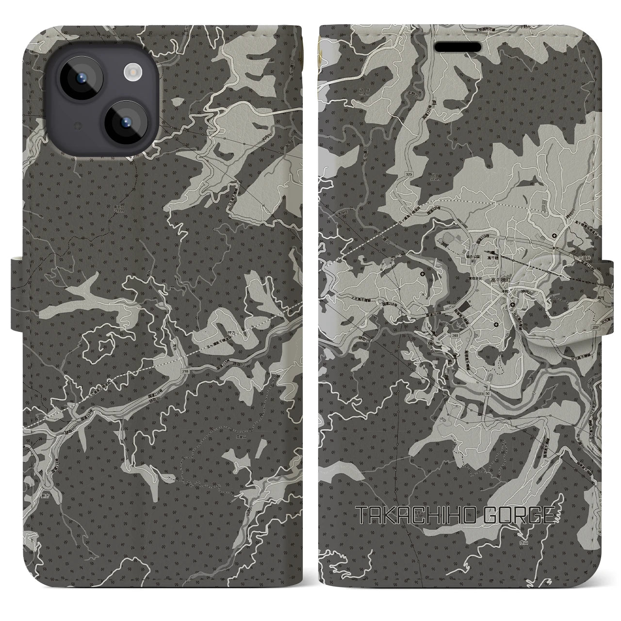 【高千穂峡（宮崎県）】地図柄iPhoneケース（手帳タイプ）