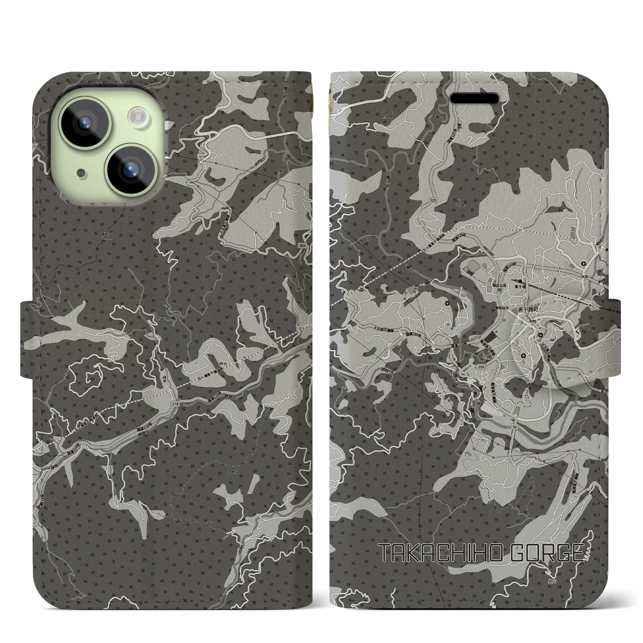 【高千穂峡（宮崎県）】地図柄iPhoneケース（手帳タイプ）