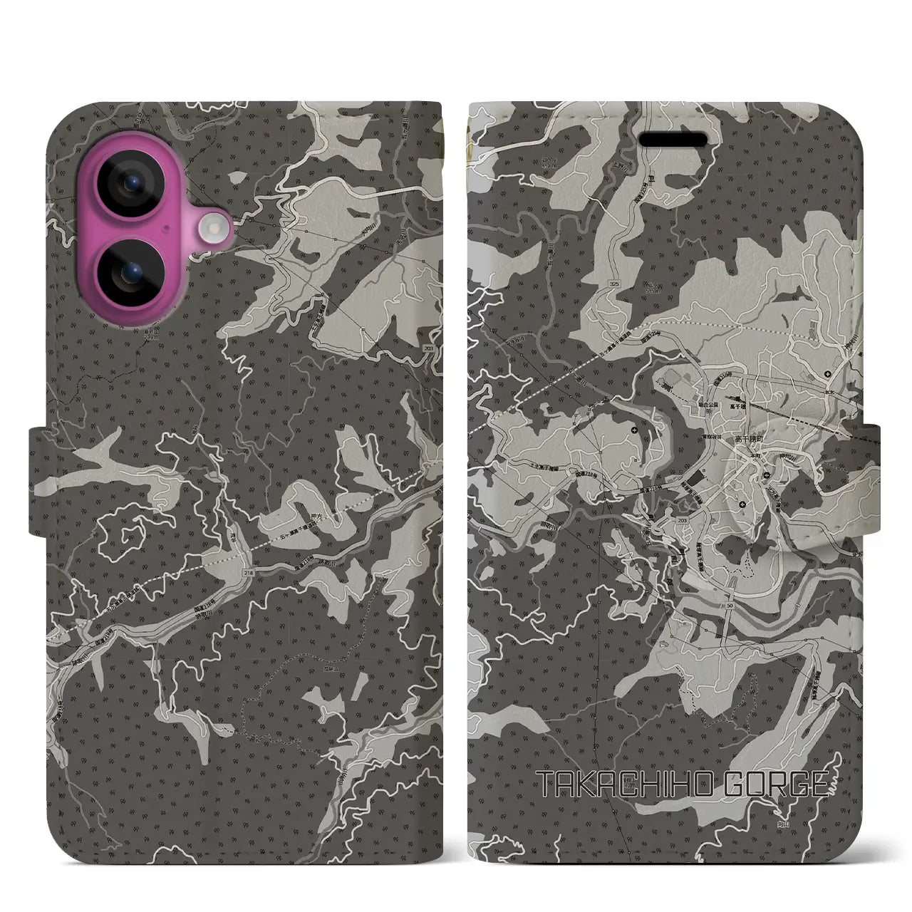 【高千穂峡（宮崎県）】地図柄iPhoneケース（手帳タイプ）