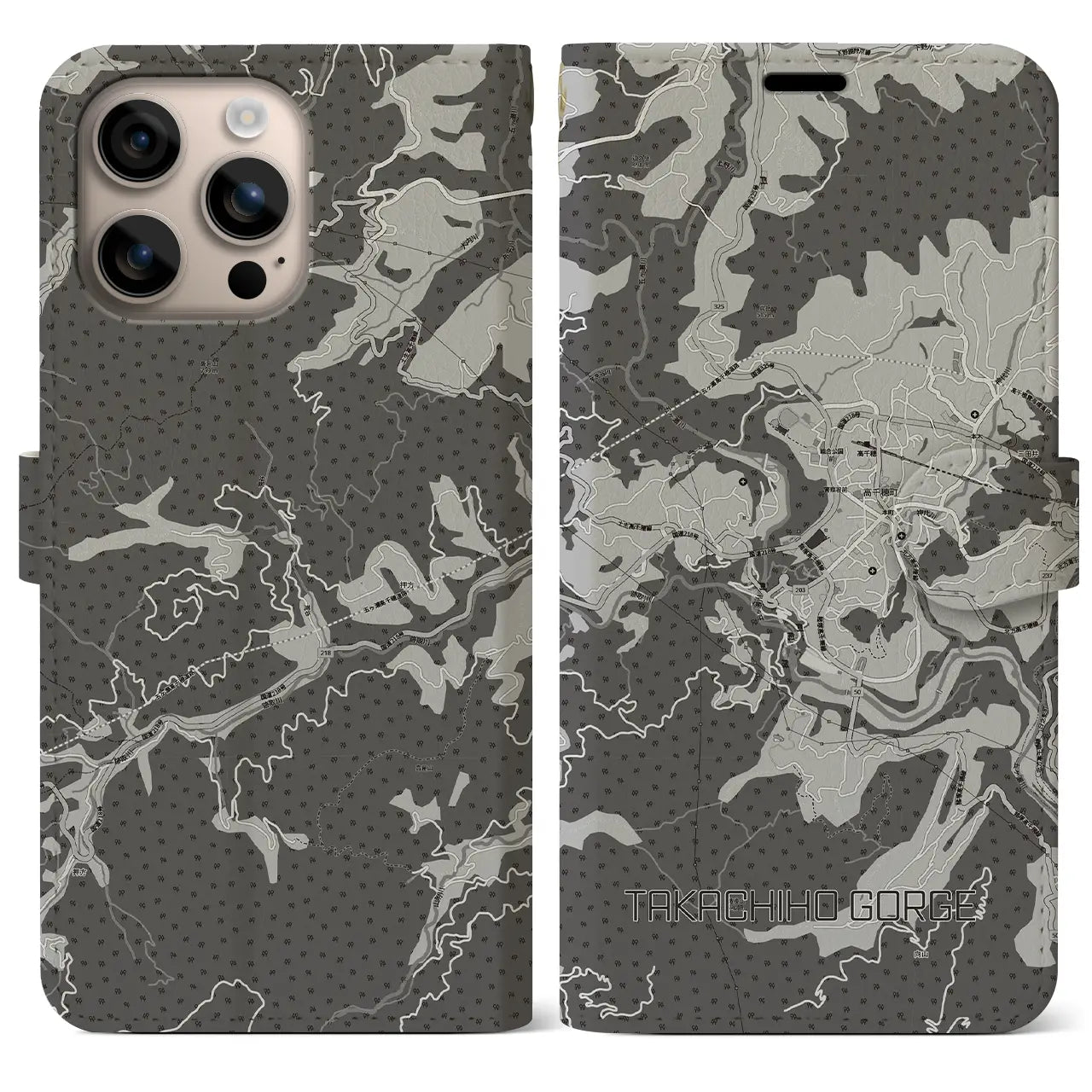 【高千穂峡（宮崎県）】地図柄iPhoneケース（手帳タイプ）