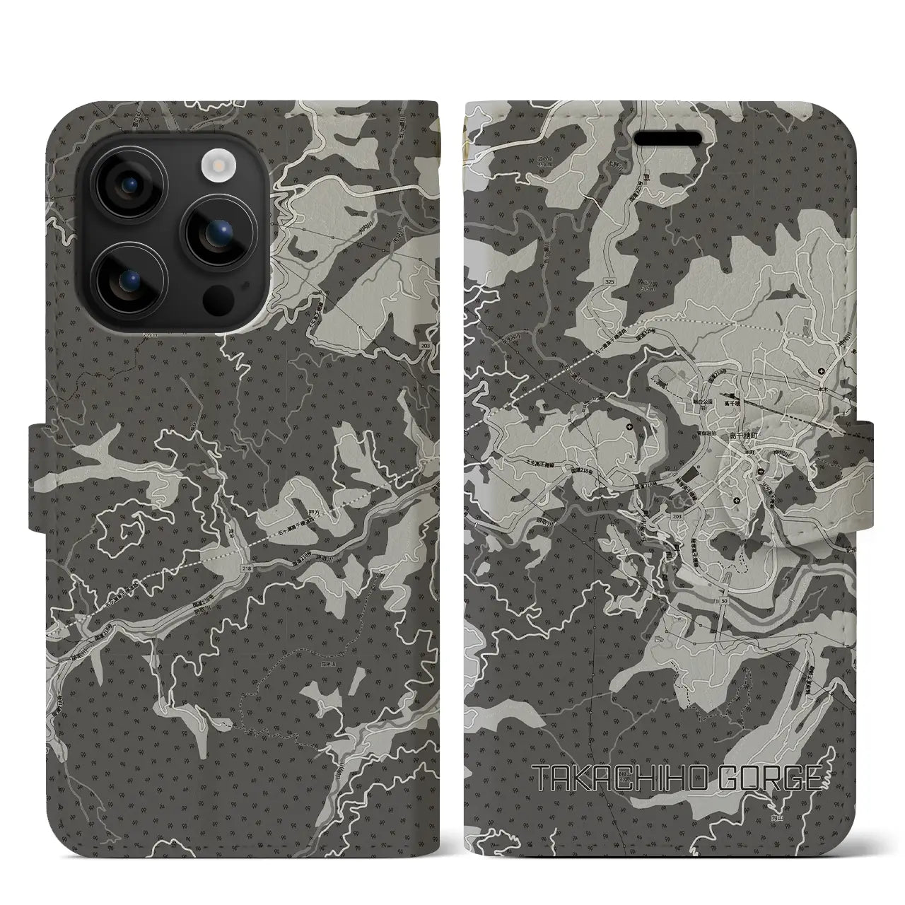 【高千穂峡（宮崎県）】地図柄iPhoneケース（手帳タイプ）