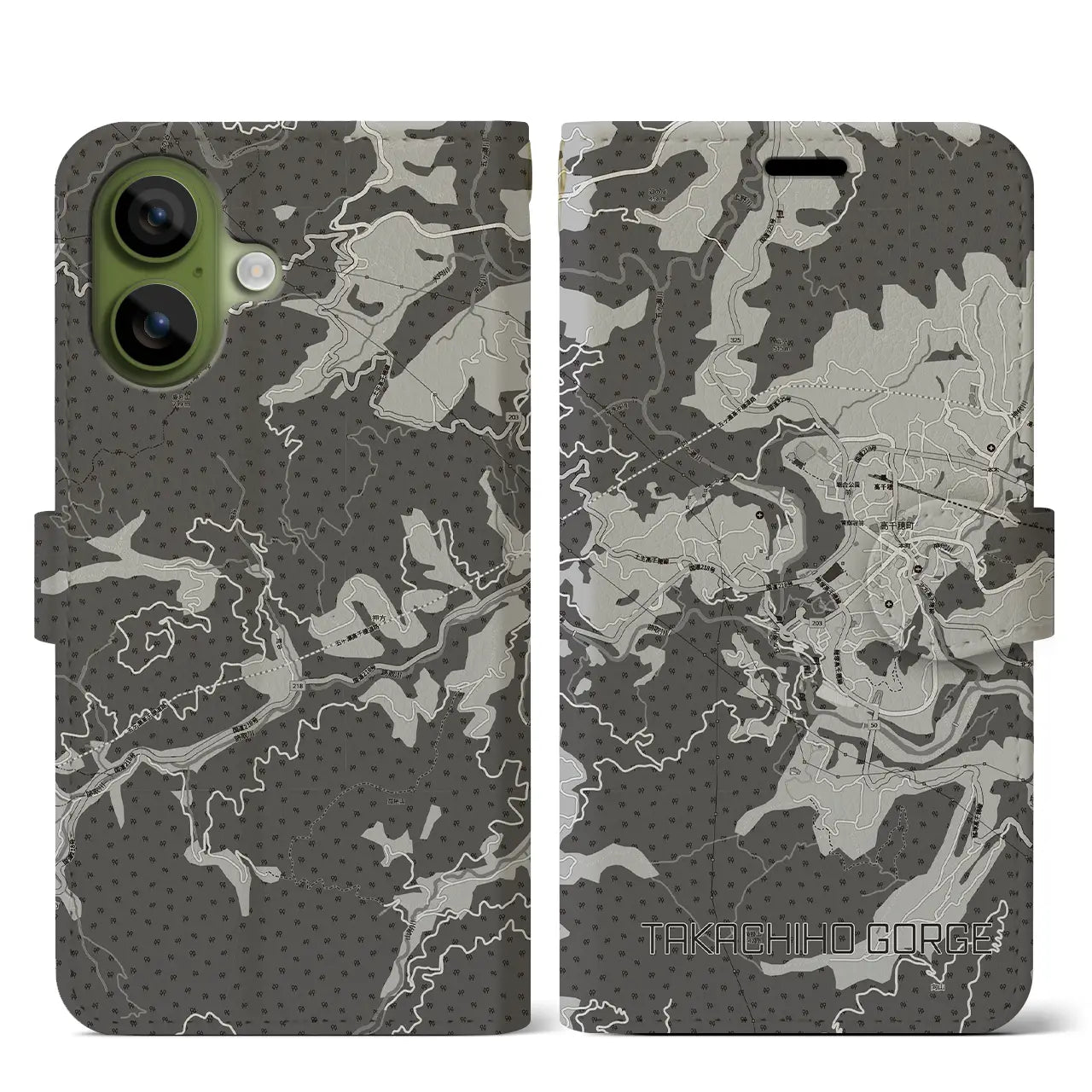 【高千穂峡（宮崎県）】地図柄iPhoneケース（手帳タイプ）