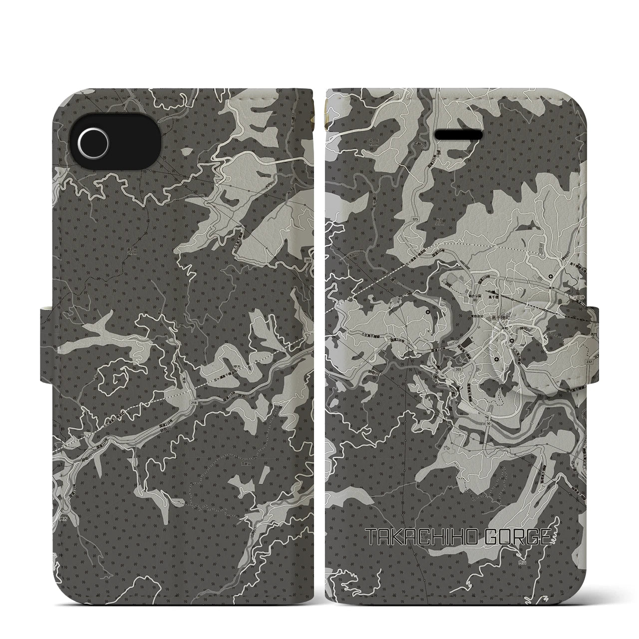 【高千穂峡（宮崎県）】地図柄iPhoneケース（手帳タイプ）