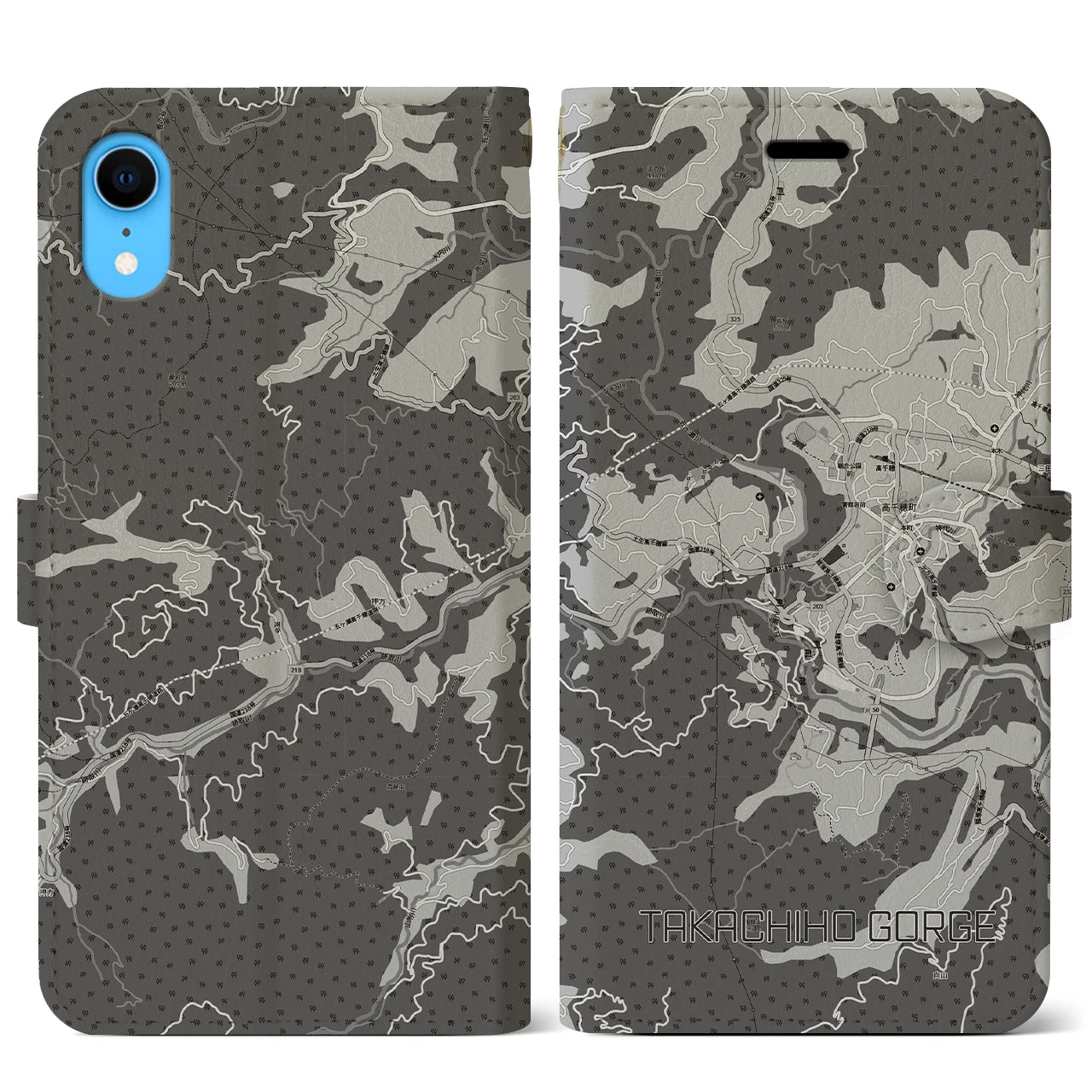 【高千穂峡（宮崎県）】地図柄iPhoneケース（手帳タイプ）