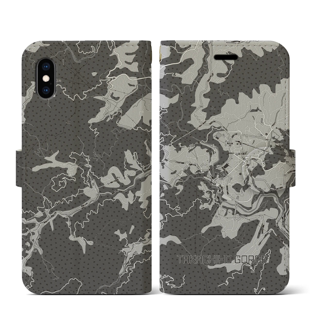 【高千穂峡（宮崎県）】地図柄iPhoneケース（手帳タイプ）