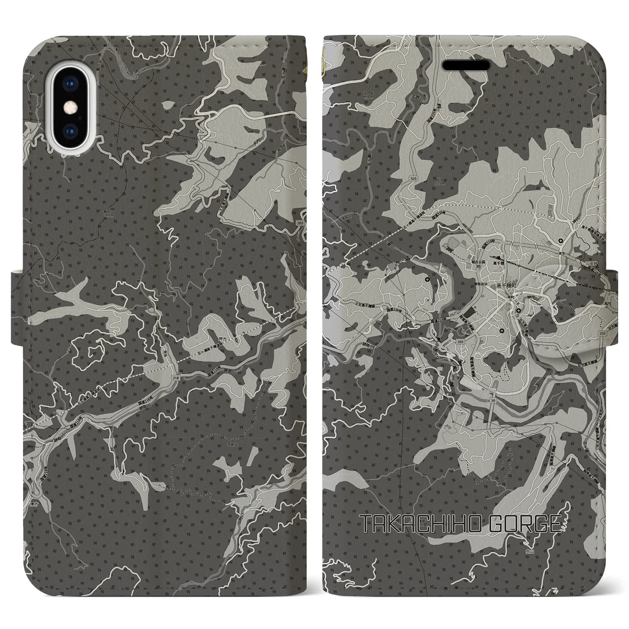【高千穂峡（宮崎県）】地図柄iPhoneケース（手帳タイプ）