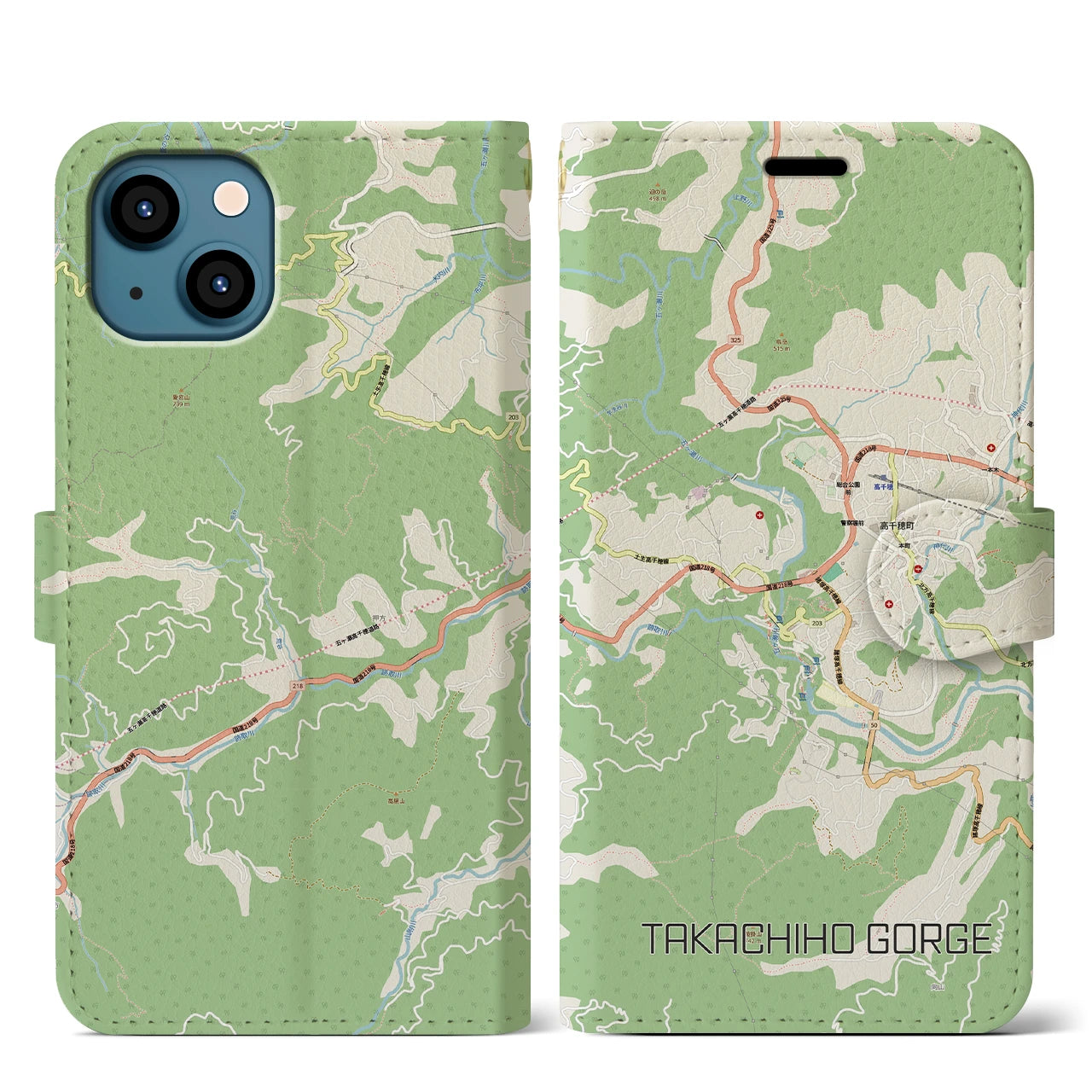 【高千穂峡（宮崎県）】地図柄iPhoneケース（手帳タイプ）