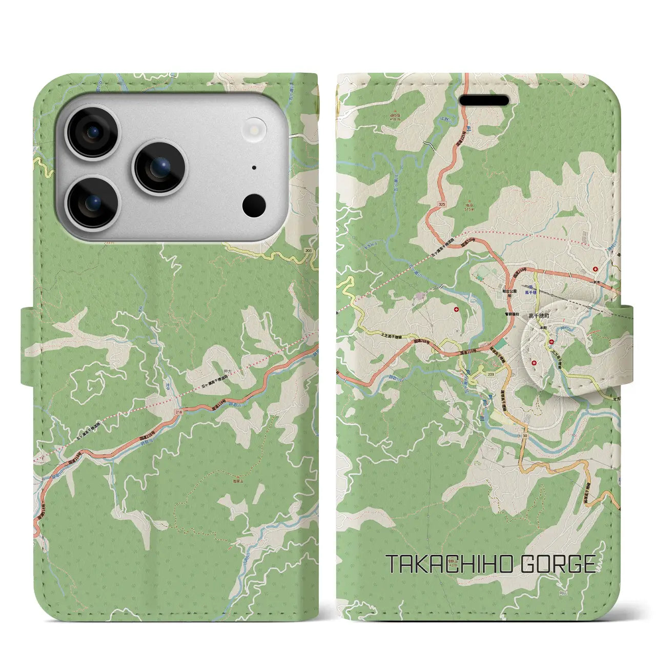 【高千穂峡（宮崎県）】地図柄iPhoneケース（手帳タイプ）