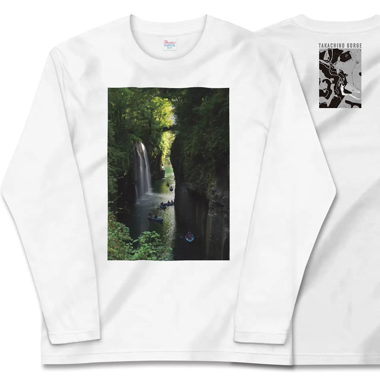 【高千穂峡（宮崎県）】Map World ロングスリーブTシャツ