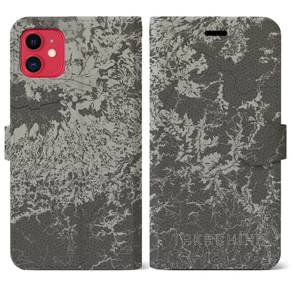【高千穂（宮崎県）】地図柄iPhoneケース（手帳タイプ）モノトーン・iPhone 11 用