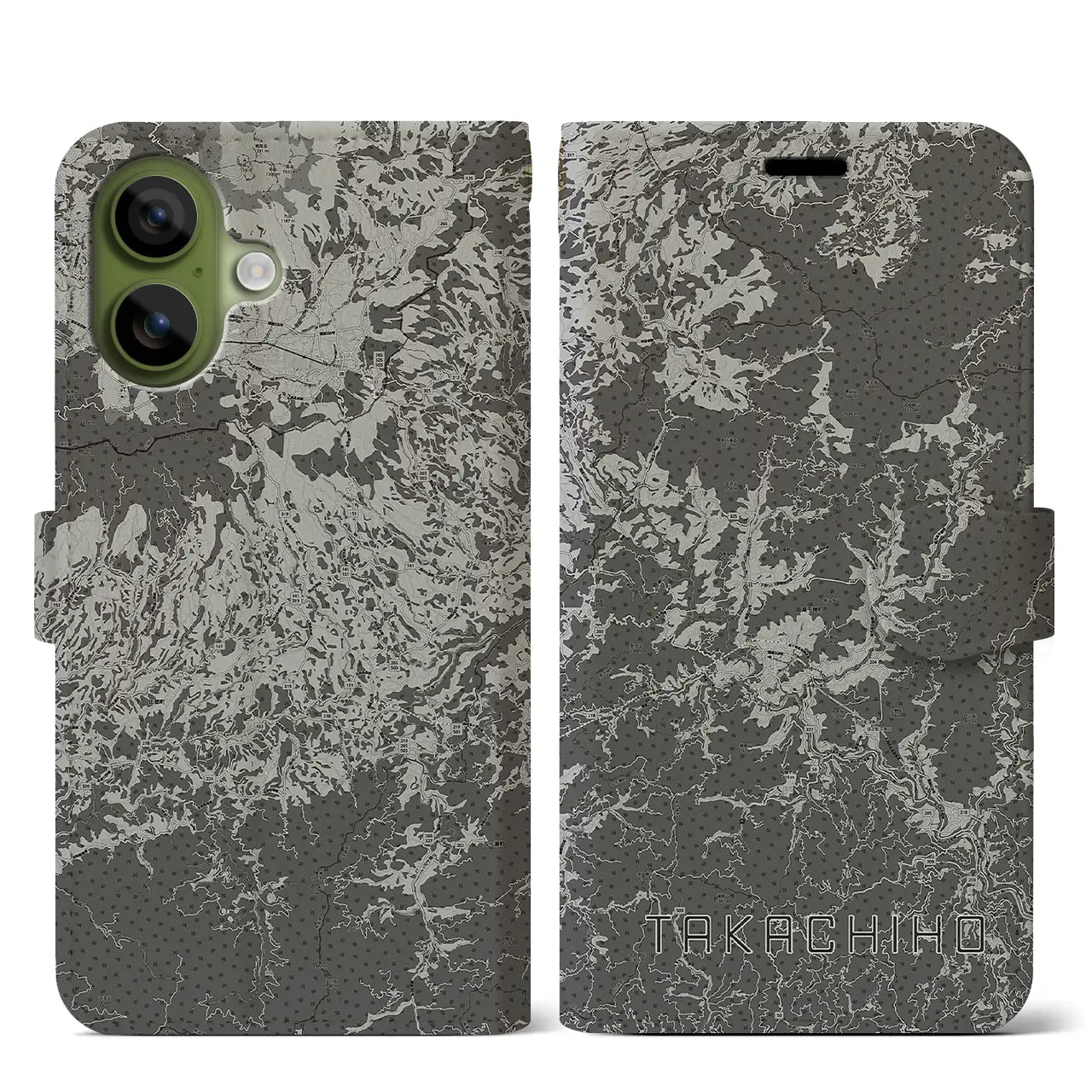 【高千穂（宮崎県）】地図柄iPhoneケース（手帳タイプ）