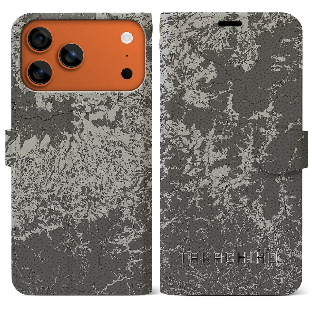 【高千穂（宮崎県）】地図柄iPhoneケース（手帳タイプ）